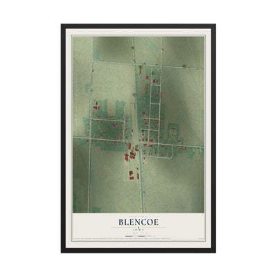 Map of Blencoe, Iowa, 12 x 18 inch print in a black wood frame