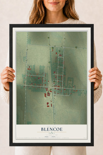 Map of Blencoe, Iowa, 18 x 24 inch print in a black wood frame