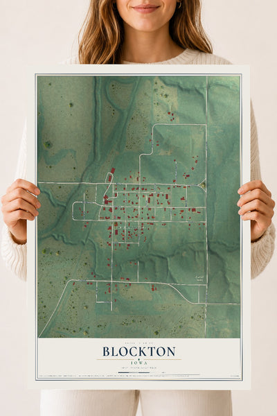 Map of Blockton, Iowa, 18 x 24 inch unframed archival matte print