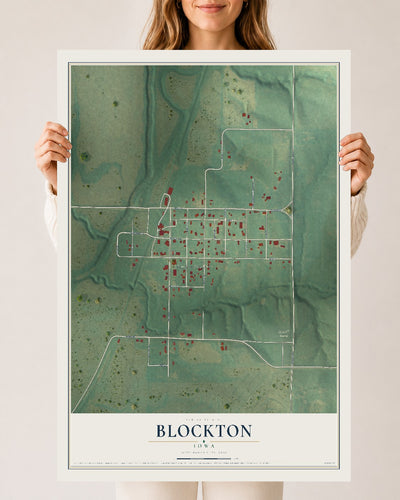 Map of Blockton, Iowa, 24 x 36 inch unframed archival matte print