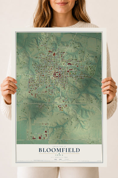 Map of Bloomfield, Iowa, 18 x 24 inch unframed archival matte print