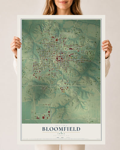Map of Bloomfield, Iowa, 24 x 36 inch unframed archival matte print