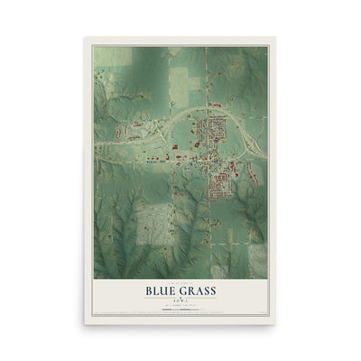 Map of Blue Grass, Iowa, 12 x 18 inch unframed archival matte print