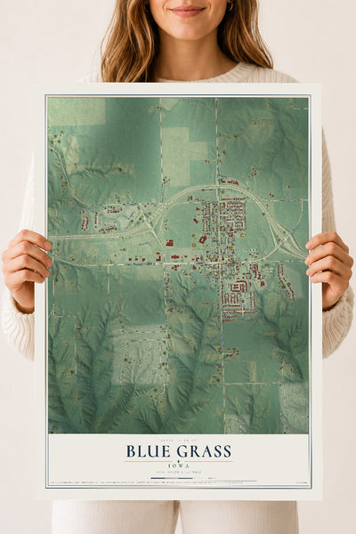 Map of Blue Grass, Iowa, 18 x 24 inch unframed archival matte print