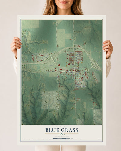 Map of Blue Grass, Iowa, 24 x 36 inch unframed archival matte print