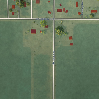 Second close-up of the map of Bode, Iowa print showing more streets and buildings