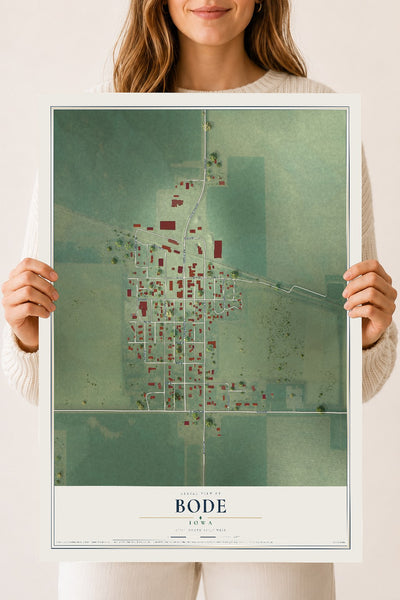 Map of Bode, Iowa, 18 x 24 inch unframed archival matte print