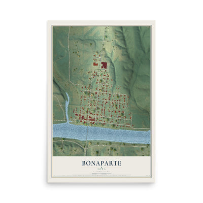 Map of Bonaparte, Iowa, 12 x 18 inch unframed archival matte print