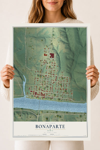Map of Bonaparte, Iowa, 18 x 24 inch unframed archival matte print