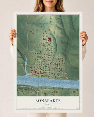 Map of Bonaparte, Iowa, 24 x 36 inch unframed archival matte print