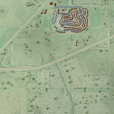 Second close-up of the map of Bondurant, Iowa print showing more streets and buildings