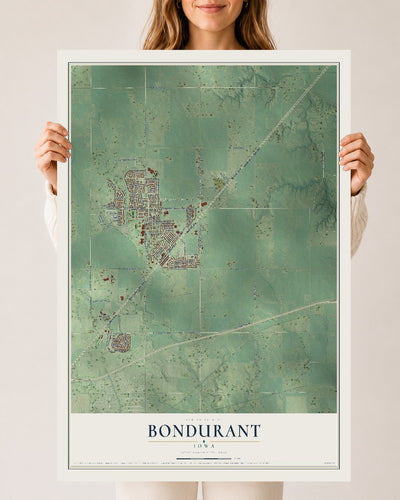 Map of Bondurant, Iowa, 24 x 36 inch unframed archival matte print