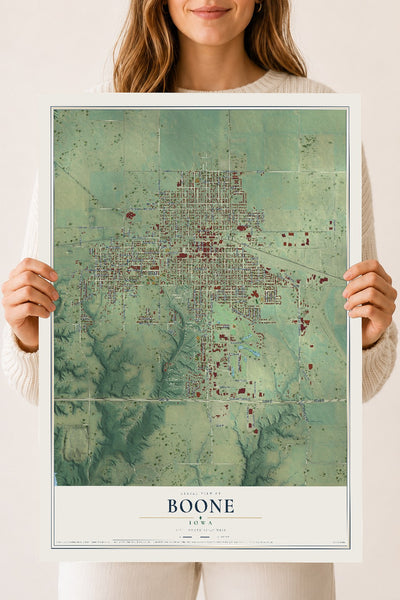 Map of Boone, Iowa, 18 x 24 inch unframed archival matte print