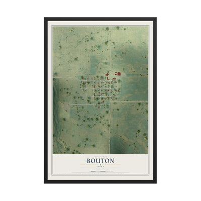 Map of Bouton, Iowa, 12 x 18 inch print in a black wood frame