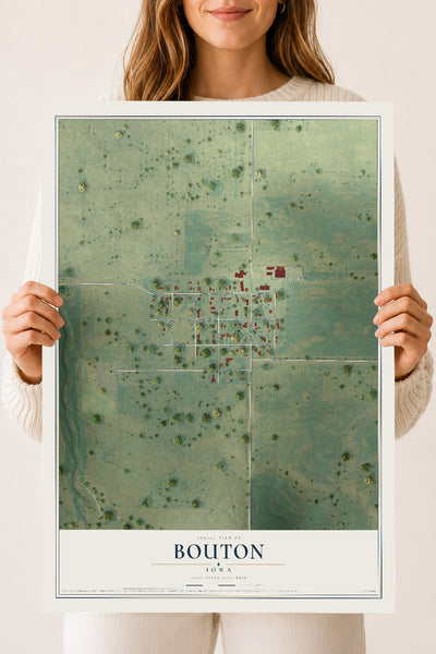 Map of Bouton, Iowa, 18 x 24 inch unframed archival matte print