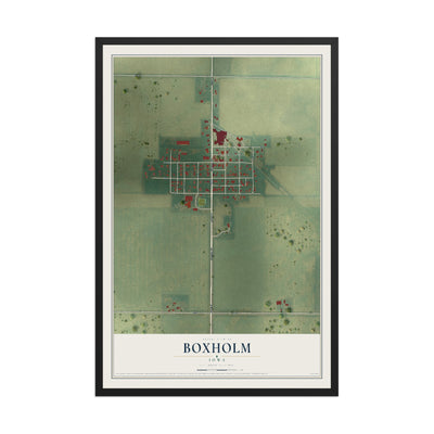 Map of Boxholm, Iowa, 12 x 18 inch print in a black wood frame