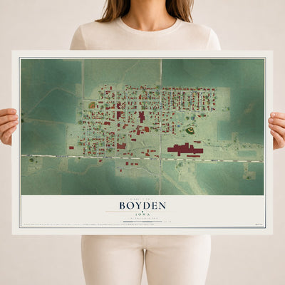 Map of Boyden, Iowa, 18 x 24 inch unframed archival matte print
