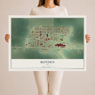 Map of Boyden, Iowa, 24 x 36 inch unframed archival matte print
