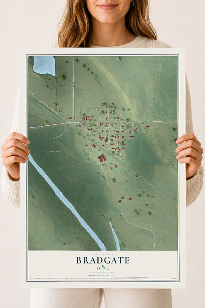Map of Bradgate, Iowa, 18 x 24 inch unframed archival matte print