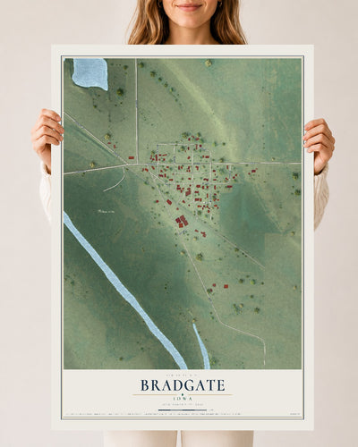 Map of Bradgate, Iowa, 24 x 36 inch unframed archival matte print