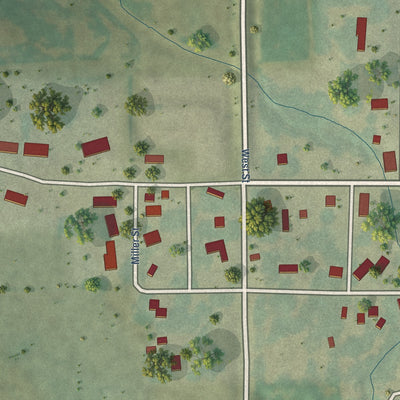 Second close-up of the map of Brandon, Iowa print showing more streets and buildings