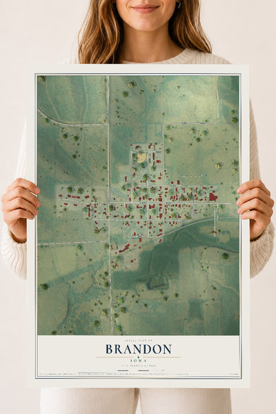Map of Brandon, Iowa, 18 x 24 inch unframed archival matte print
