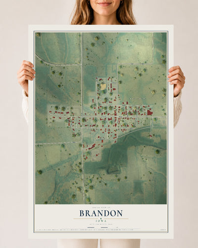 Map of Brandon, Iowa, 24 x 36 inch unframed archival matte print