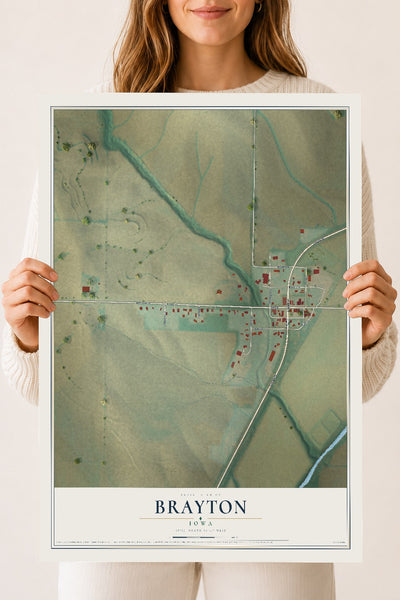 Map of Brayton, Iowa, 18 x 24 inch unframed archival matte print