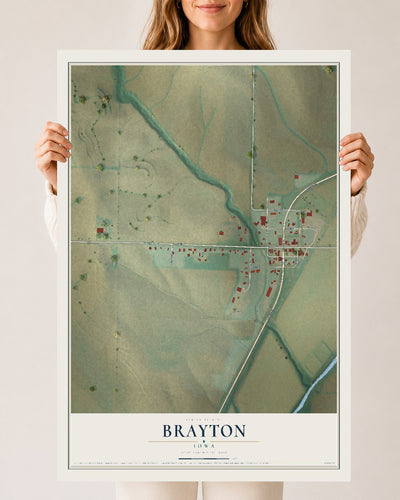 Map of Brayton, Iowa, 24 x 36 inch unframed archival matte print