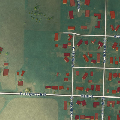 Second close-up of the map of Breda, Iowa print showing more streets and buildings