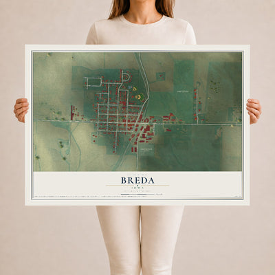 Map of Breda, Iowa, 24 x 36 inch unframed archival matte print