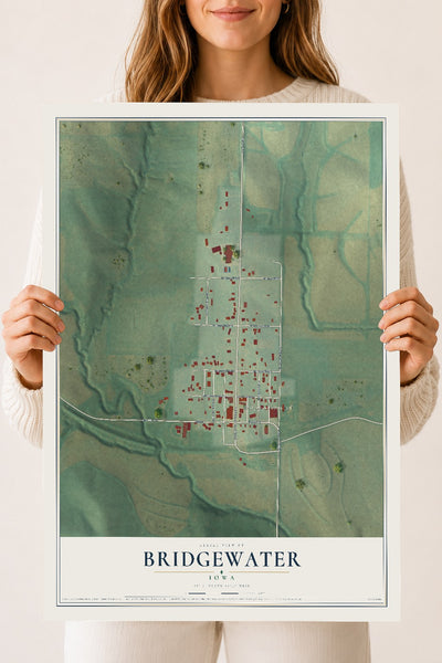 Map of Bridgewater, Iowa, 18 x 24 inch unframed archival matte print
