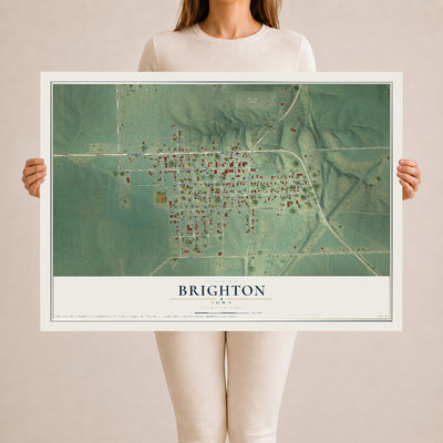 Map of Brighton, Iowa, 24 x 36 inch unframed archival matte print