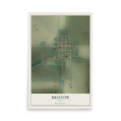 Map of Bristow, Iowa, 12 x 18 inch unframed archival matte print