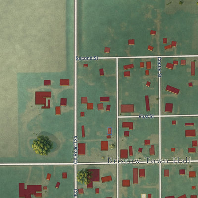 Close-up of the map of Bristow, Iowa print showing street and building detail