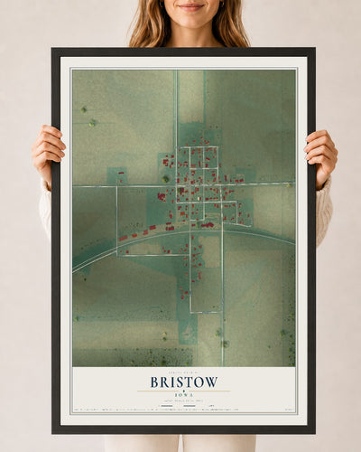 Map of Bristow, Iowa, 24 x 36 inch print in a black wood frame