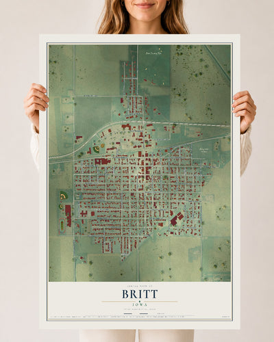 Map of Britt, Iowa, 24 x 36 inch unframed archival matte print