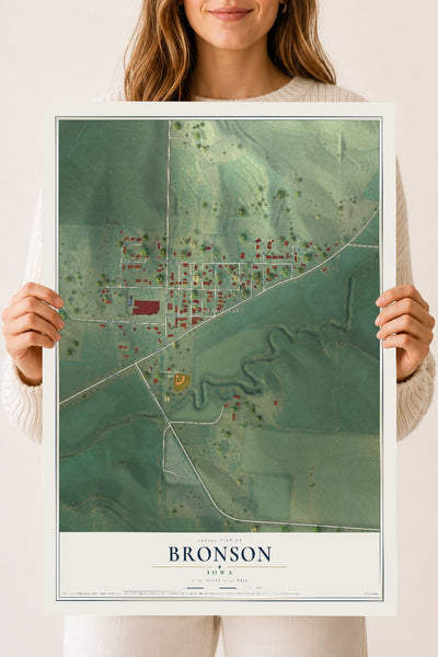 Map of Bronson, Iowa, 18 x 24 inch unframed archival matte print