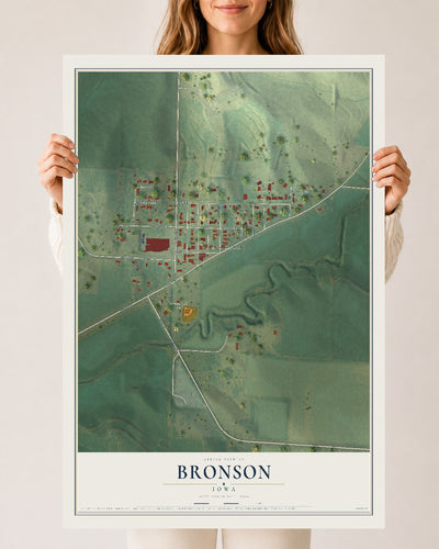Map of Bronson, Iowa, 24 x 36 inch unframed archival matte print