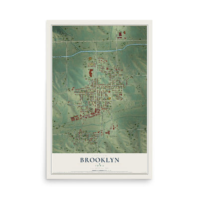Map of Brooklyn, Iowa, 12 x 18 inch unframed archival matte print
