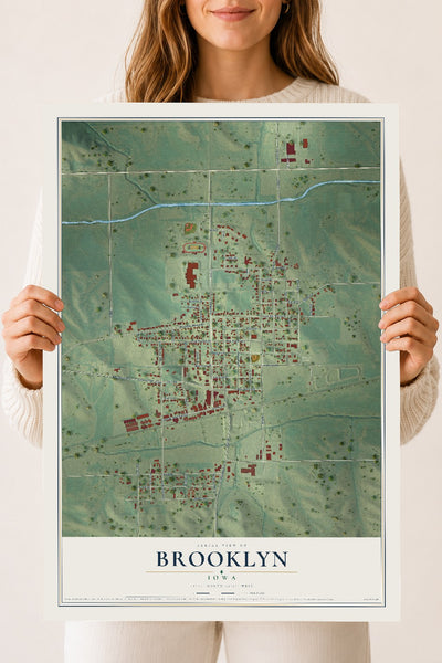 Map of Brooklyn, Iowa, 18 x 24 inch unframed archival matte print