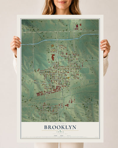 Map of Brooklyn, Iowa, 24 x 36 inch unframed archival matte print