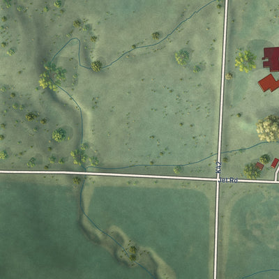 Second close-up of the map of Brunsville, Iowa print showing more streets and buildings