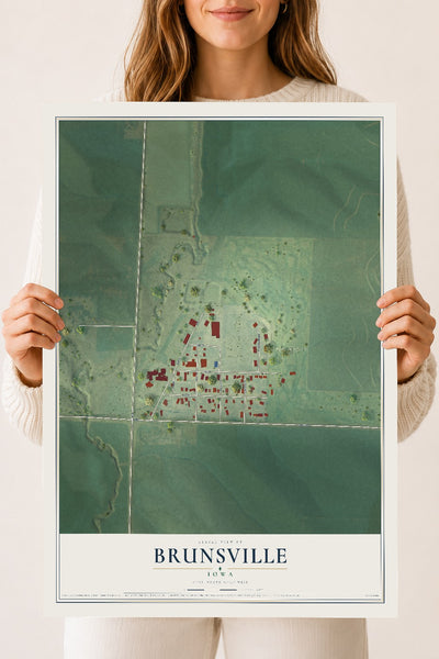 Map of Brunsville, Iowa, 18 x 24 inch unframed archival matte print