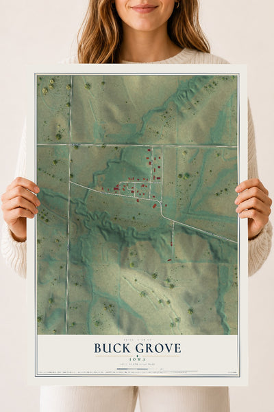 Map of Buck Grove, Iowa, 18 x 24 inch unframed archival matte print
