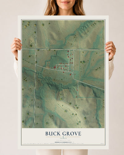 Map of Buck Grove, Iowa, 24 x 36 inch unframed archival matte print
