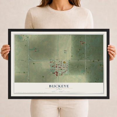 Map of Buckeye, Iowa, 12 x 18 inch print in a black wood frame