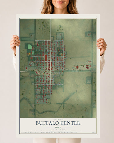 Map of Buffalo Center, Iowa, 24 x 36 inch unframed archival matte print