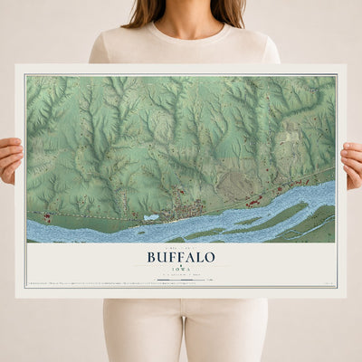 Map of Buffalo, Iowa, 18 x 24 inch unframed archival matte print
