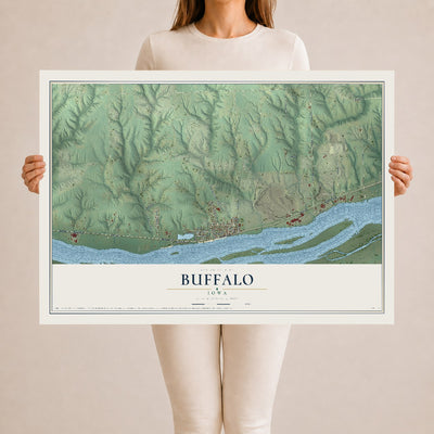 Map of Buffalo, Iowa, 24 x 36 inch unframed archival matte print